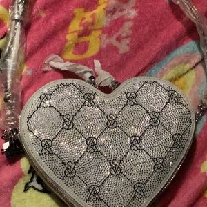 Victoria Secret Heart shaped Silver bag